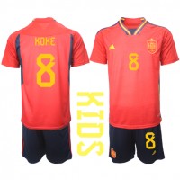 Koszulka piłkarska Hiszpania Koke #8 Strój Domowy dla dzieci MŚ 2022 tanio Krótki Rękaw (+ Krótkie spodenki)